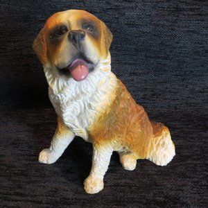 Vintage Ron Hevener Saint Bernard Dog Figurine - Artist Stamped - Collectible
